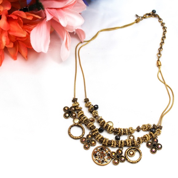 Chico's Jewelry - Chico's Steampunk Inspired Brass Beaded Necklace